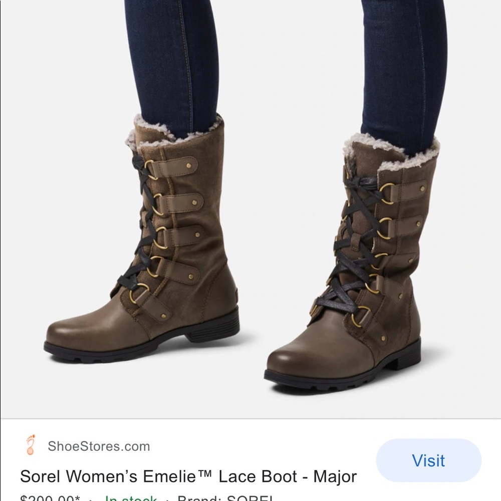 Sorel Emelia Lace Boots Major/Black